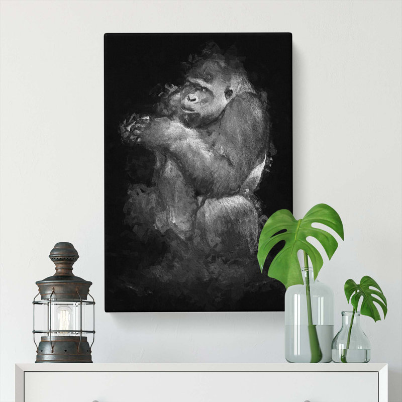Lowland Gorilla In Abstract - Wrapped Canvas, 60cm H x 40cm W x 3cm D