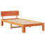 Bed Frame With Headboard Wax Brown Solid Pine Wood-1938907504