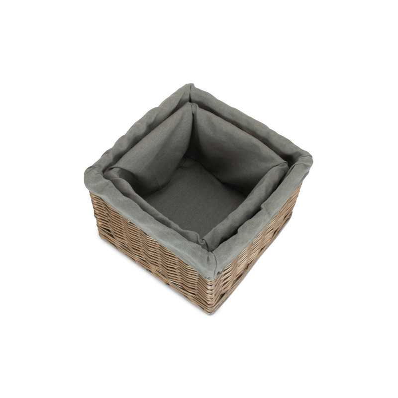 Fleur De Lis Living 2 Piece Wicker Storage Basket Set with Lining