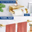 Ensemble de cinq pièces de quincaillerie de salle de bain murale en or brossé, matériau en acier inoxydable 304 épaissi, long porte-serviettes + porte-papier hygiénique circulaire avec ensemble de rangement pour tablette