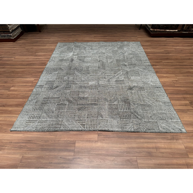 Tapis en laine et coton gris noué à la main Original Original