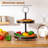2-Tiered Tray Decorative Dessert Stand, Farmhouse 2 Tier Serving Tray With Metal Handle, Fruits Display Tray For Kitchen Counter, Living Room Table