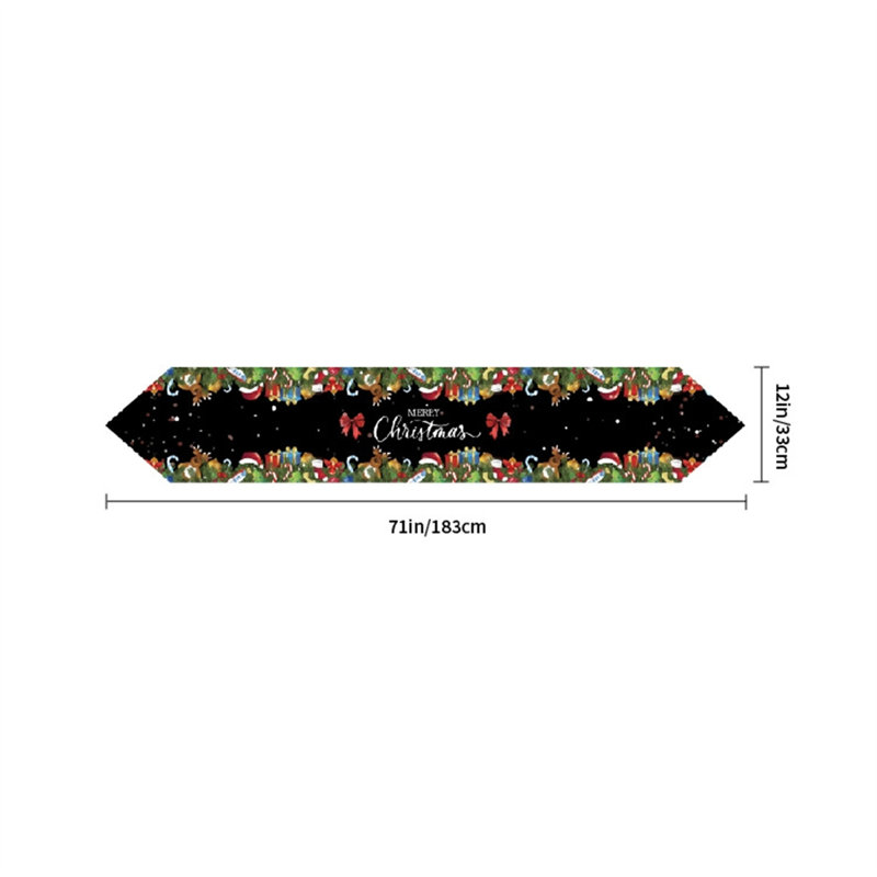 71"X12" Christmas Table Runner Style 03 Black