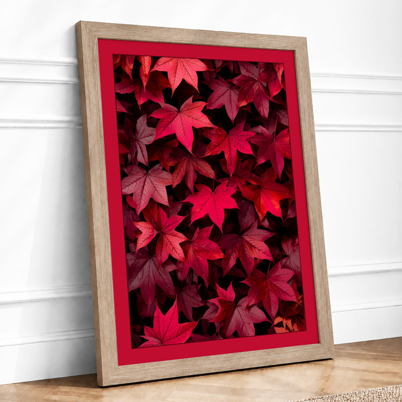Crimson Canopy Botanical - Framed Print, Oak, A4 - 29.7 x 21.0 cm