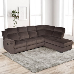 Velvet Reclining L-Shaped Sectional Right Hand Facing