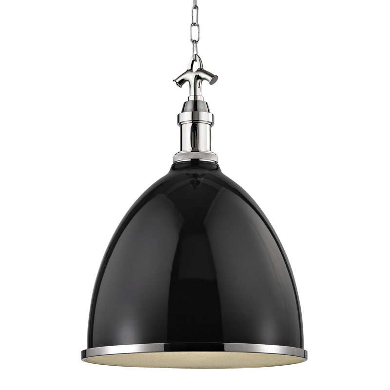 Viceroy 1 Light Pendant, 23" H x 16.75" W x 16.75" D, Polished Nickel, Black/Polished Nickel