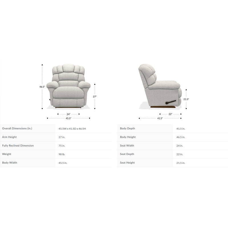 Fauteuil inclinable manuel berçant surdimensionné Randell, Tempête / beige