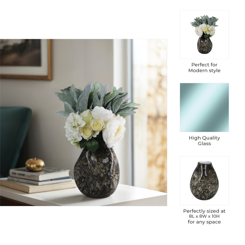 Tunis Handmade Glass Table Vase, 10" H x 8" W x 8" D