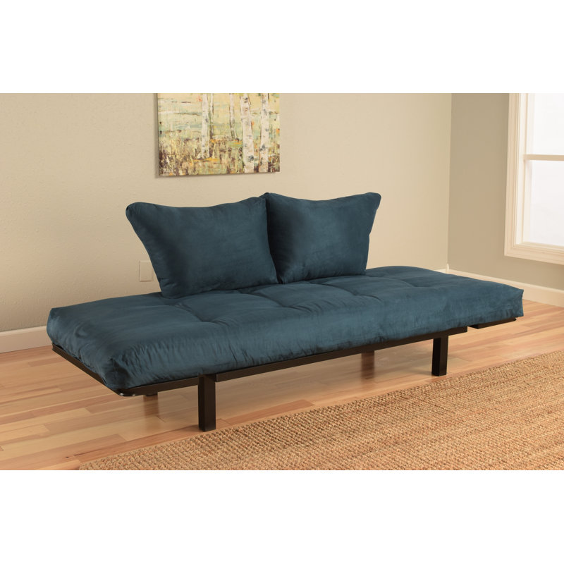 Futon simple 60 po Everett, Suède bleu, Noir