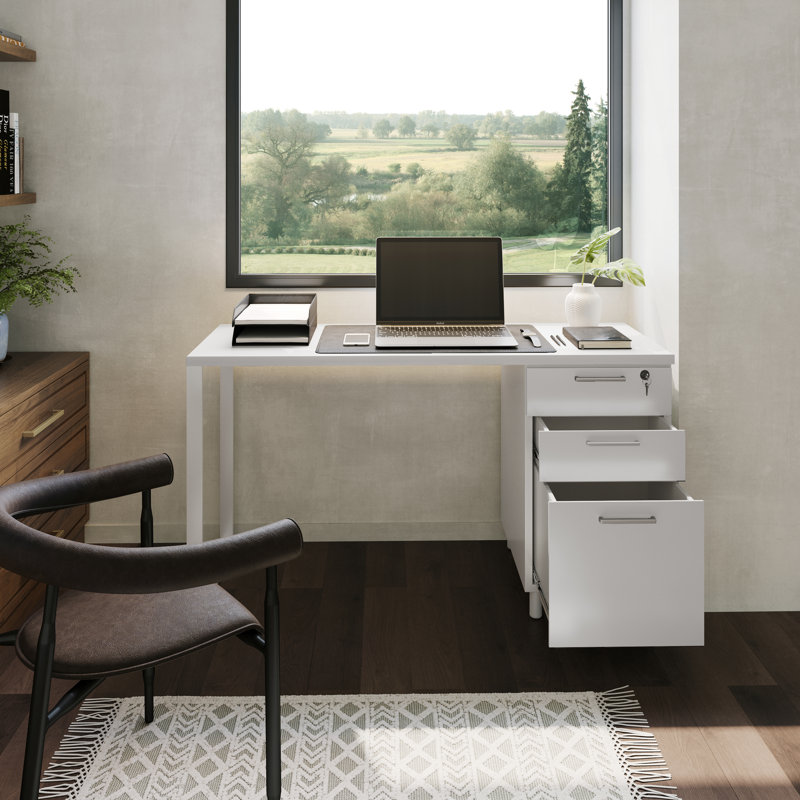 Bureau réversible Faith-Sharona, Blanc / blanc
