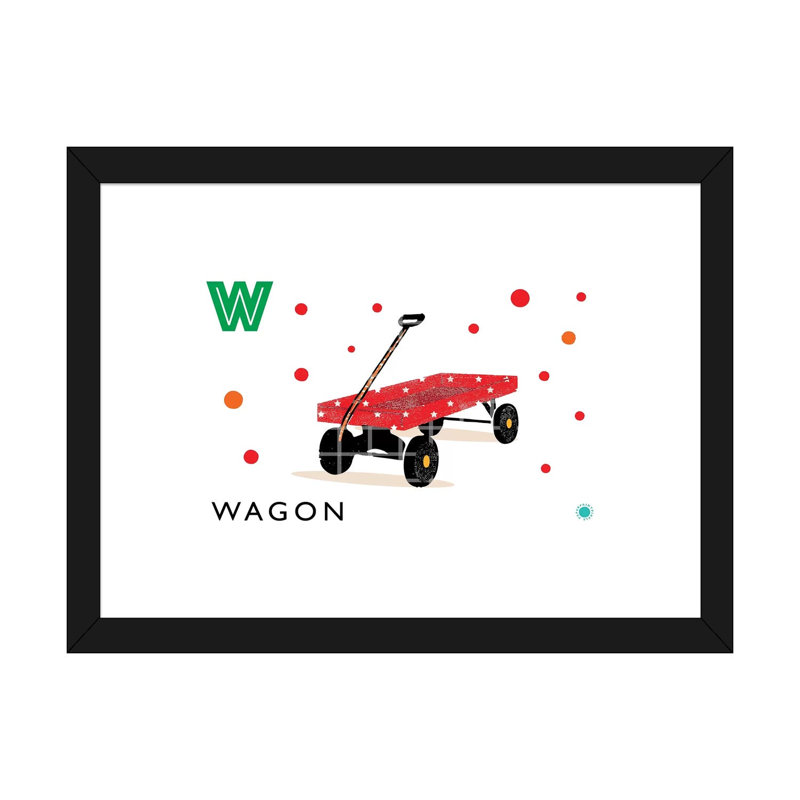 «W Is for Wagon» - impression, Blanc, Papier encadré noir, H 24 po x l 32 po x P 1 po