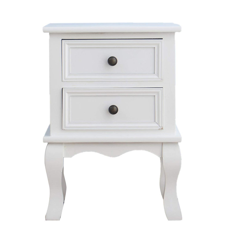 Stephon 35 cm W Bedside Table, White/White