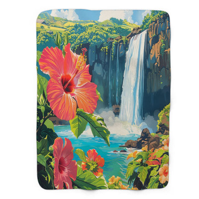 Tropical Cascades - 1 Piece Premium Sherpa Blanket