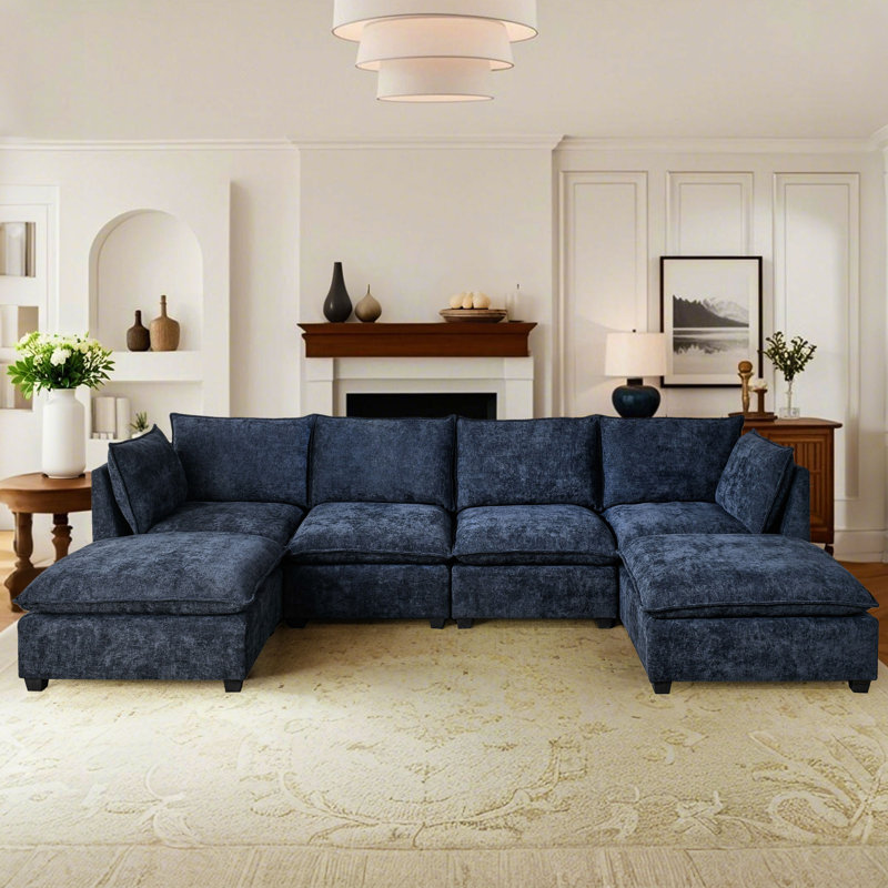 Canapé modulaire surdimensionné en forme de U de 140 po, canapé modulaire profond avec repose-pieds et canapé-lit Comfy Cloud