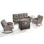 Ensemble de canapé d'extérieur en rotin 5 pièces avec chaises berçantes et foyer-634539415