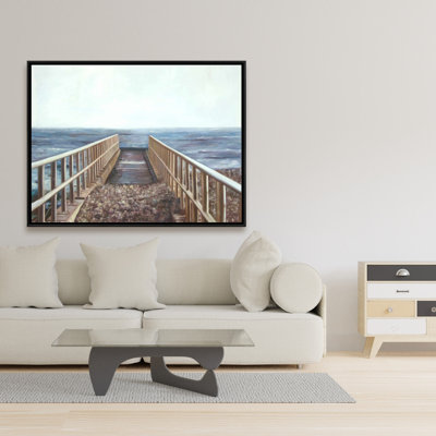 Plage relaxante - Toile encadrée pour chambre bleue