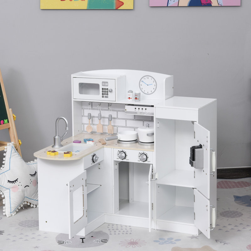 Kids Cooking Toy Kitchen Set, White