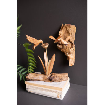 Hand Carved Bird Wall Sculpture Rustic Reclaimed Wood Wall Art 10" H