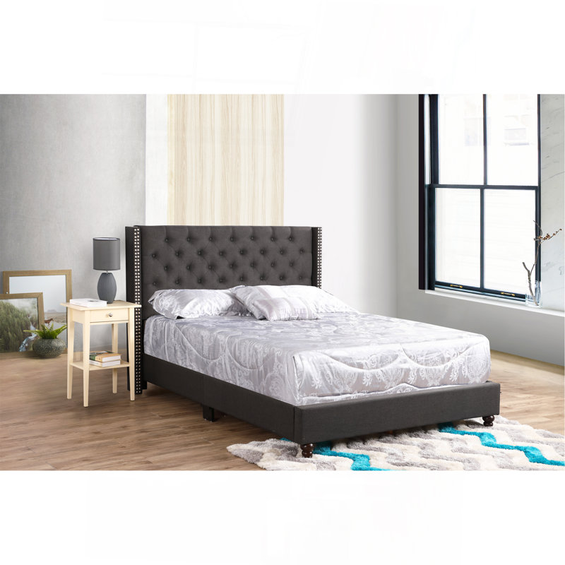 Elegant Transitional Black Upholstered King Bed