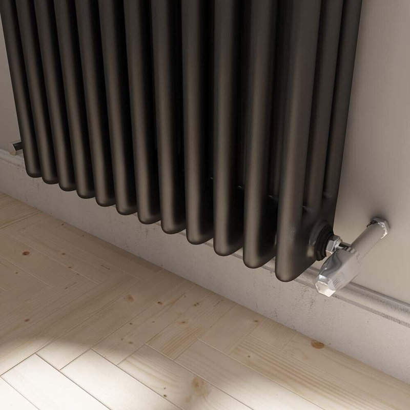 iBathUK Radiator + Angled Valve, 1800cm H x 380cm W x 100cm D, 3, Grey