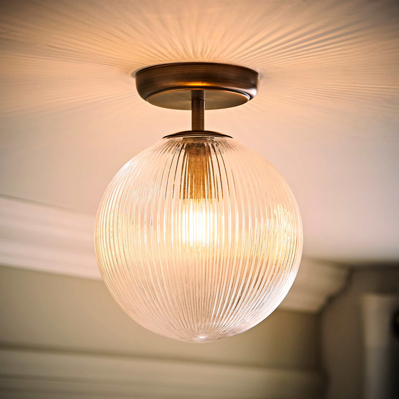 Springlake Glass Semi Flush Mount, Brushed Brass