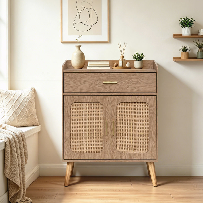 Armoire de cuisine, armoire de ferme, rangement avec 1 tiroir et 2 portes, Natural