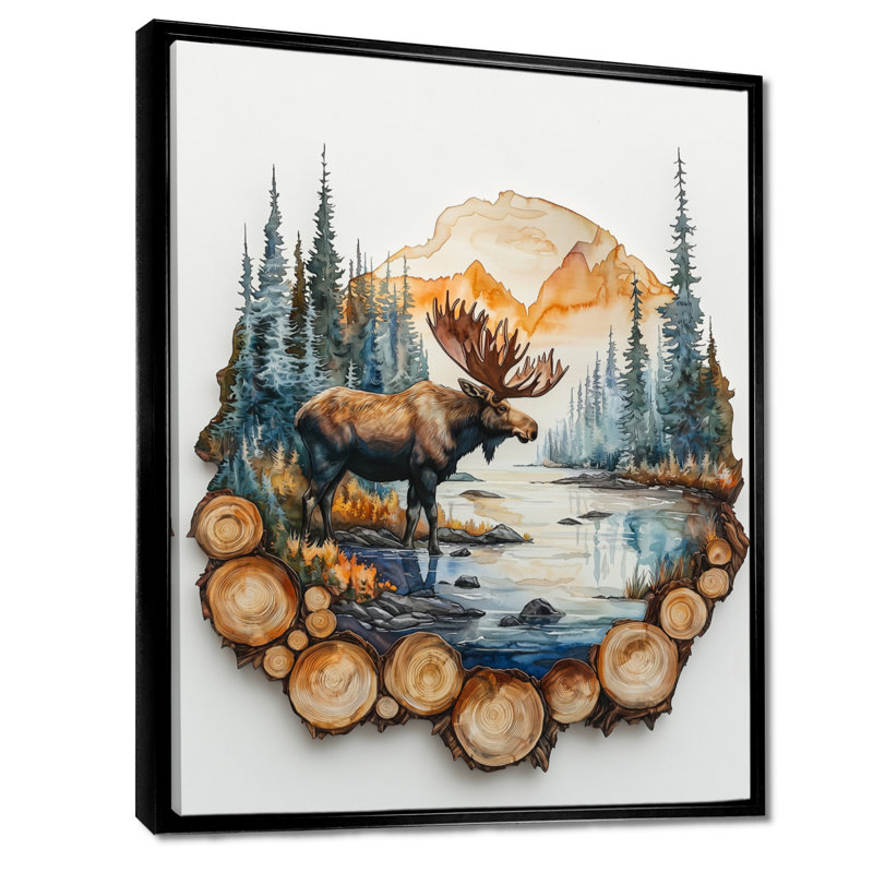 Reproduction d'art sur toile Gislain Canadian Moose Into The Forest III - Moose, H 20 po x l 12 po, Noir