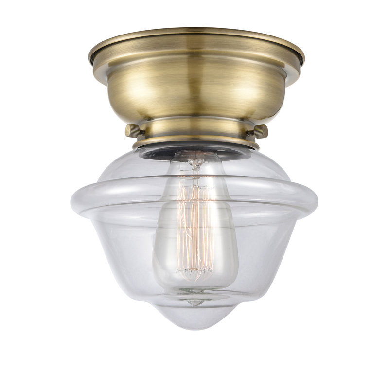 Plafonnier encastré 1 lumière 7,5 po Baptiste, Laiton antique, Transparent, Ampoule non incluse