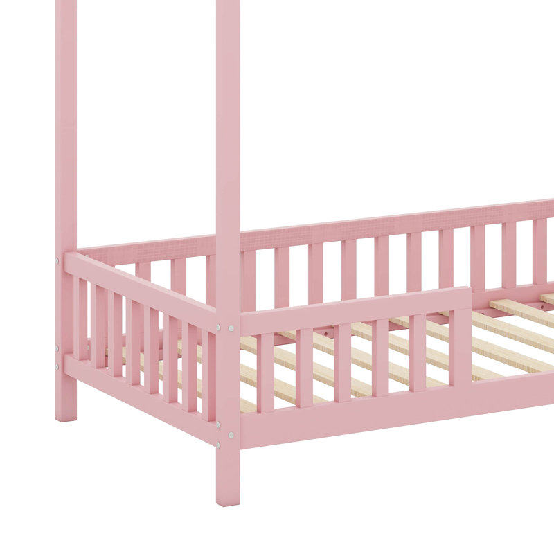 Cadre de lit House avec auvent, lit sur pied, lit House, Lit simple, Rose
