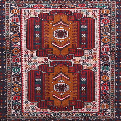 Tapis traditionnel bleu / rose clair / brun