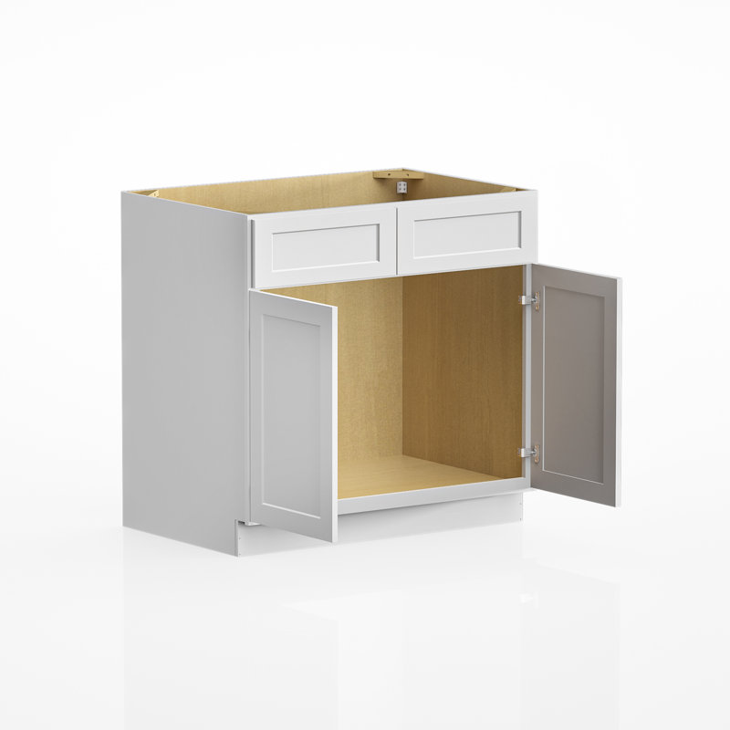 Modern Double Door Kitchen Sink Base Cabinet, Under-Sink Storage With False Drawer Fronts (Available In 30" & 36" Widths)
