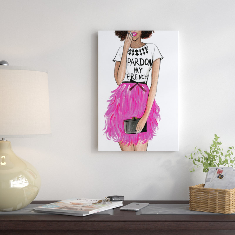 «Pardon My French II» par Rongrong DeVoe - Estampe numérique sur toile tendue avec châssis, H 18 po x l 12 po x P 1,5 po