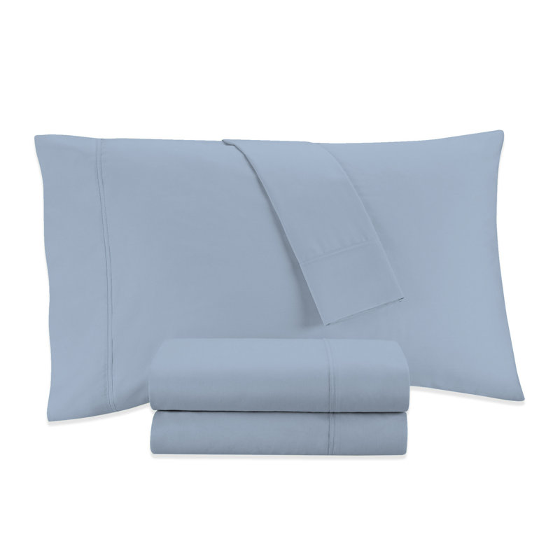 Ensemble de draps ultra-doux et soyeux 800TC, Bleu pâle, Ensemble de draps pour très grand lit avec 2 taie