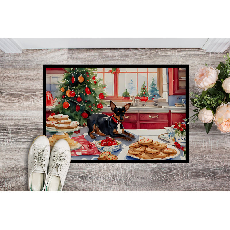 Paillasson miniature Christmas Pinscher DAC3852, L 18 po x L 27 po