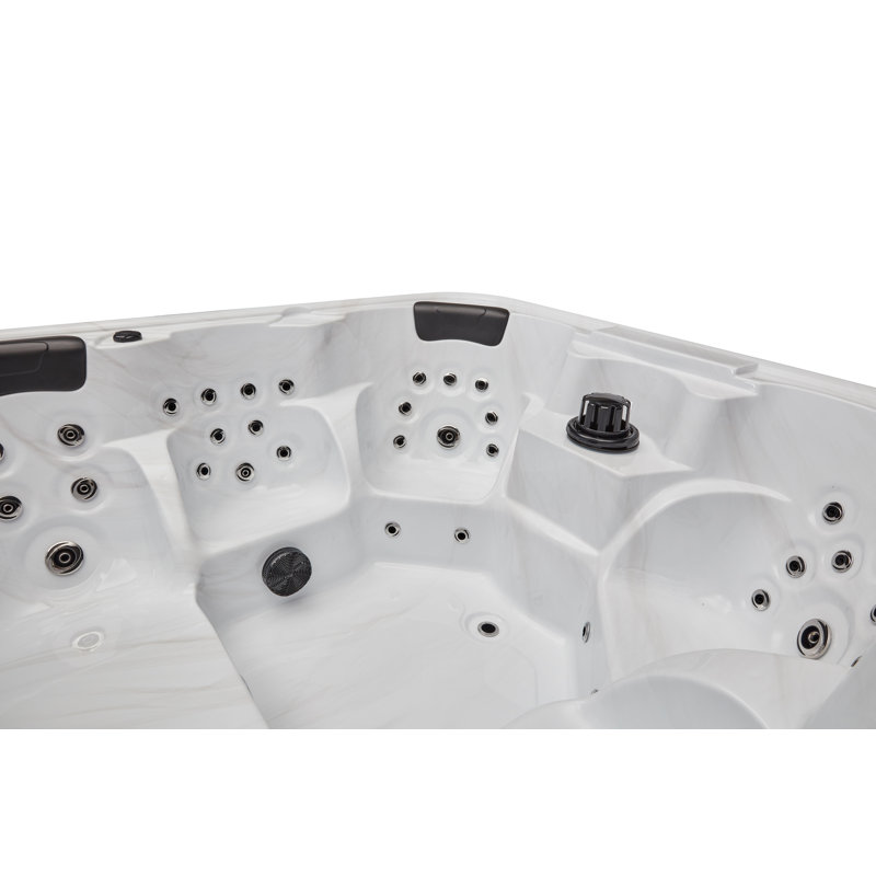 Gray Acrylic 6-Person Square Hot Tub with Ozonator