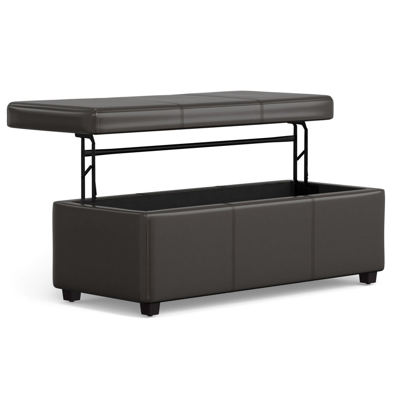 Tanners Brown Faux Leather Lift Top Storage Ottoman