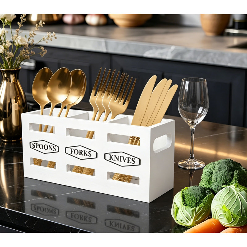 Rangement à ustensiles pour couverts en bois