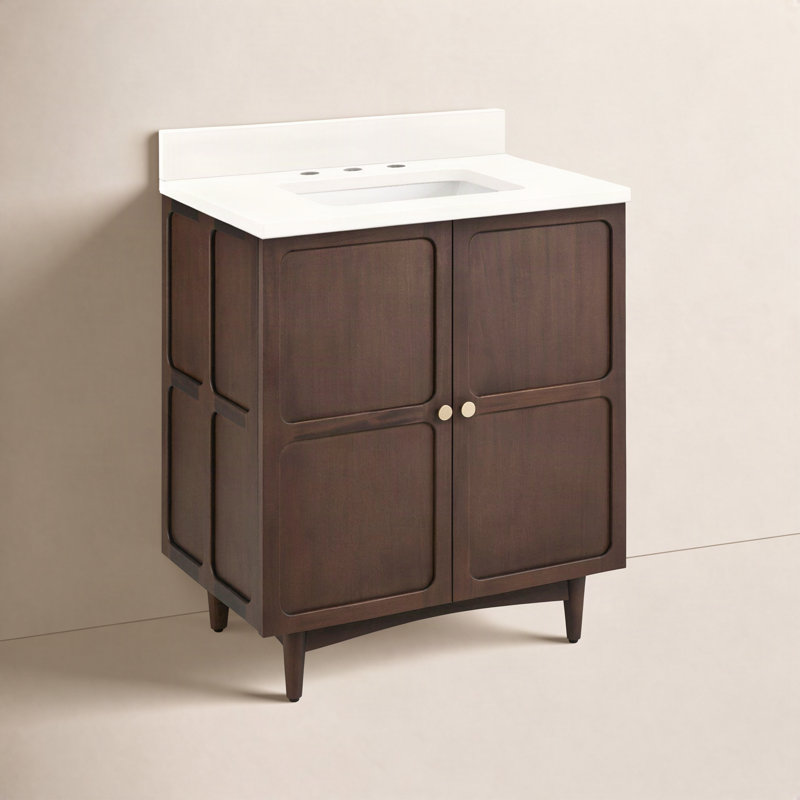 Delavan 30" Single Bathroom Vanity, No Faucet Hole, Carrara Marble, Rectangular 