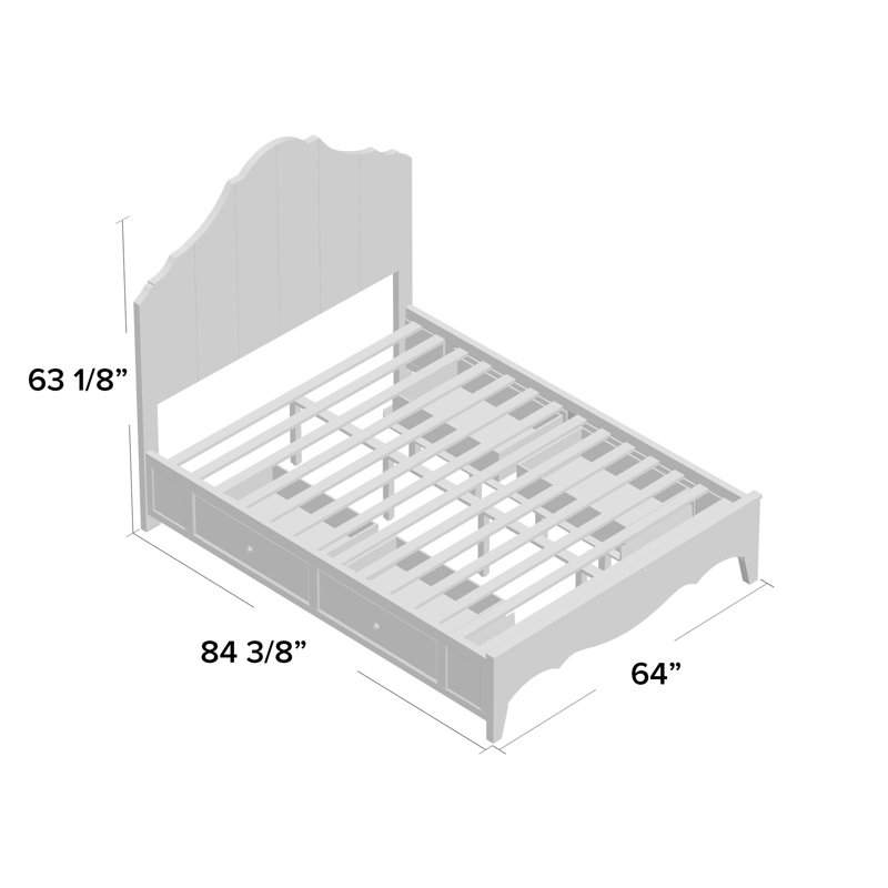 Woodside Solid Wood Slat Storage Bed, Queen, Gray