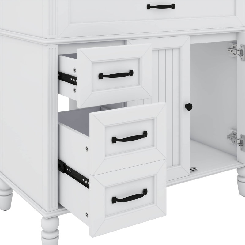 Meuble-lavabo gracieux de 36 pouces avec lavabo et tiroirs dans l'armoire, Blanc