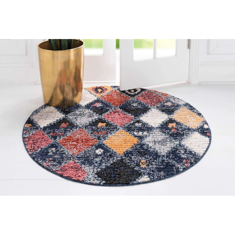 Victorville Abstract Indoor Rug, Round 4'