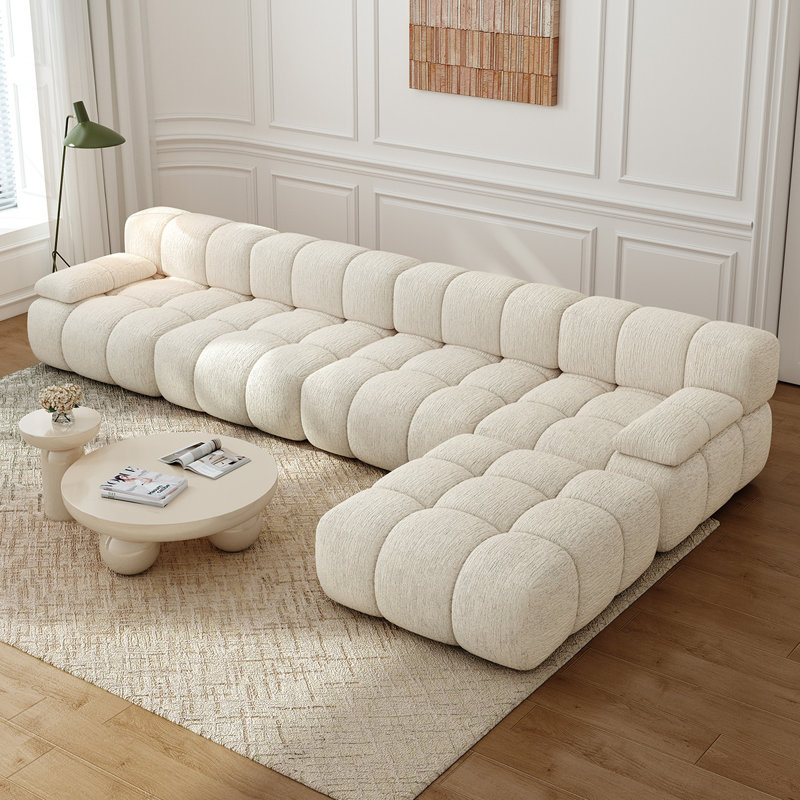 Canapé modulaire en L recouvert de velours côtelé 157 pièces de l 157,8 po, Beige, L Shaped