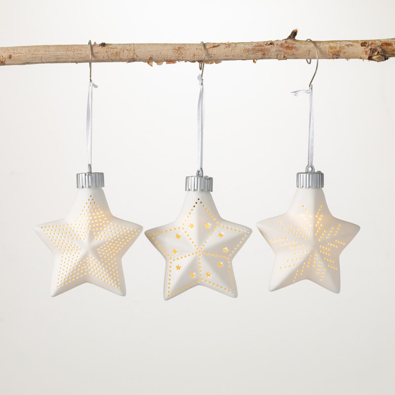Ensemble d'ornement en forme d'étoile illuminée 3 pièces