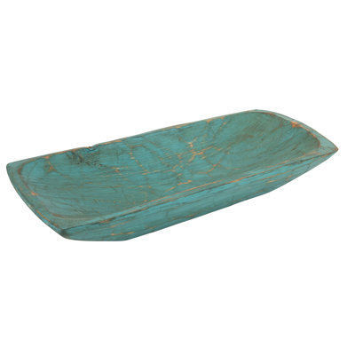Bol décoratif contemporain turquoise en bois Tuscany