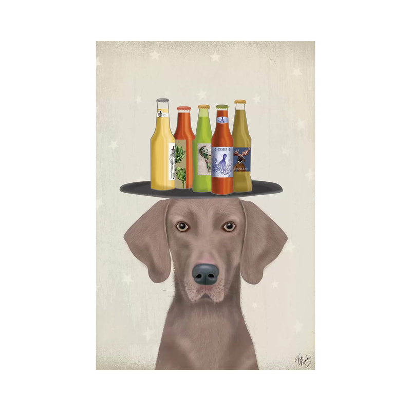 Weimerarner Beer Lover by Fab Funky - Wrapped Canvas Print, 20.32 cm H x 30.48 cm W