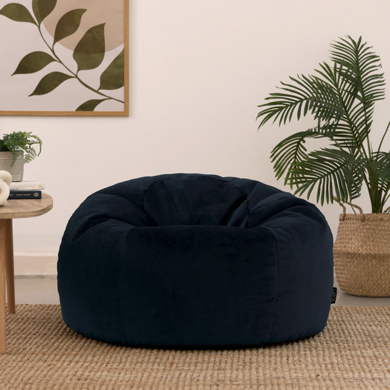 icon Kingston Classic Velvet Bean Bag Chair Taupe Bean Bags, Midnight Blue