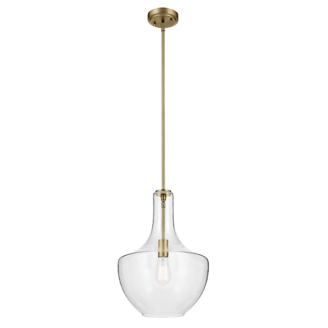 19.75" 1-Light Bell Pendant with Clear Seeded Glass Breakwater Bay 