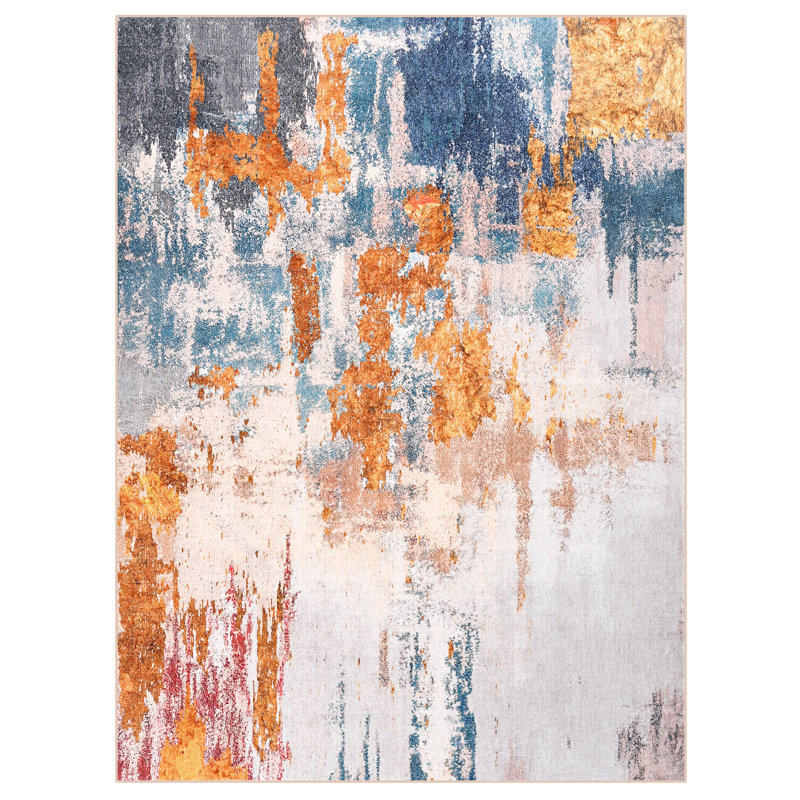 Tapis d'entrée moderne antidérapant et doux pour le salon Fillender, Rectangle 4 pi x 6 pi
