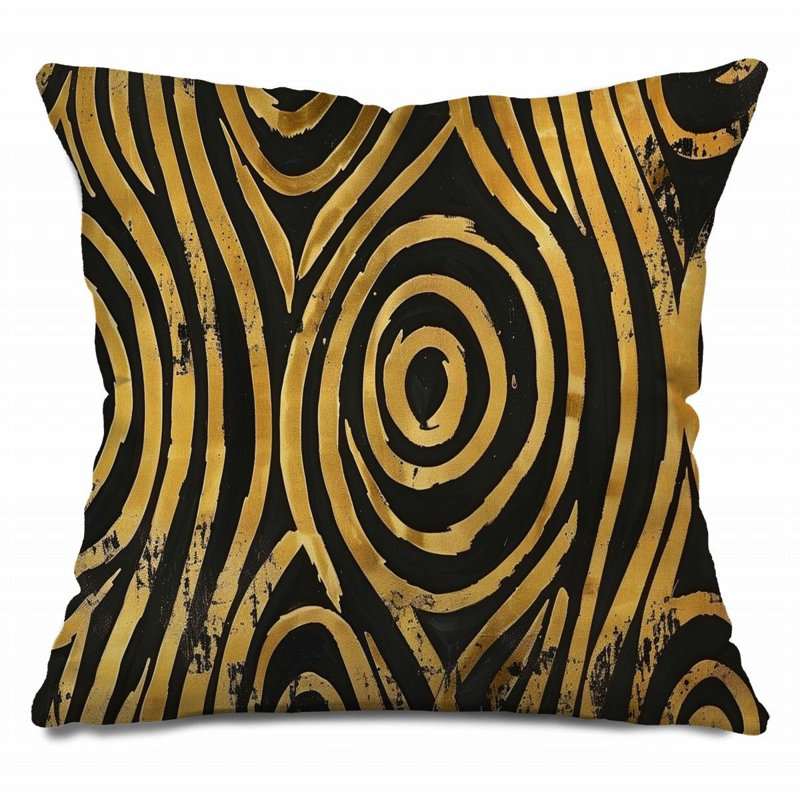 Abstract Cool Patterns   Reversible Throw Pillow, 14"H x 14"W
