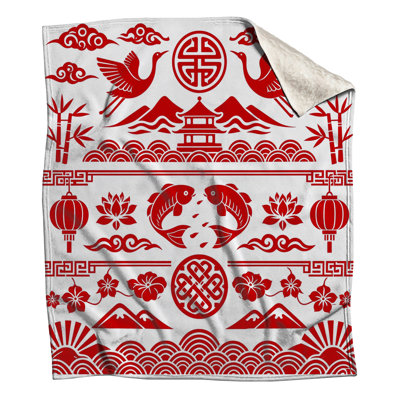Couvertures rouges à motif asiatique